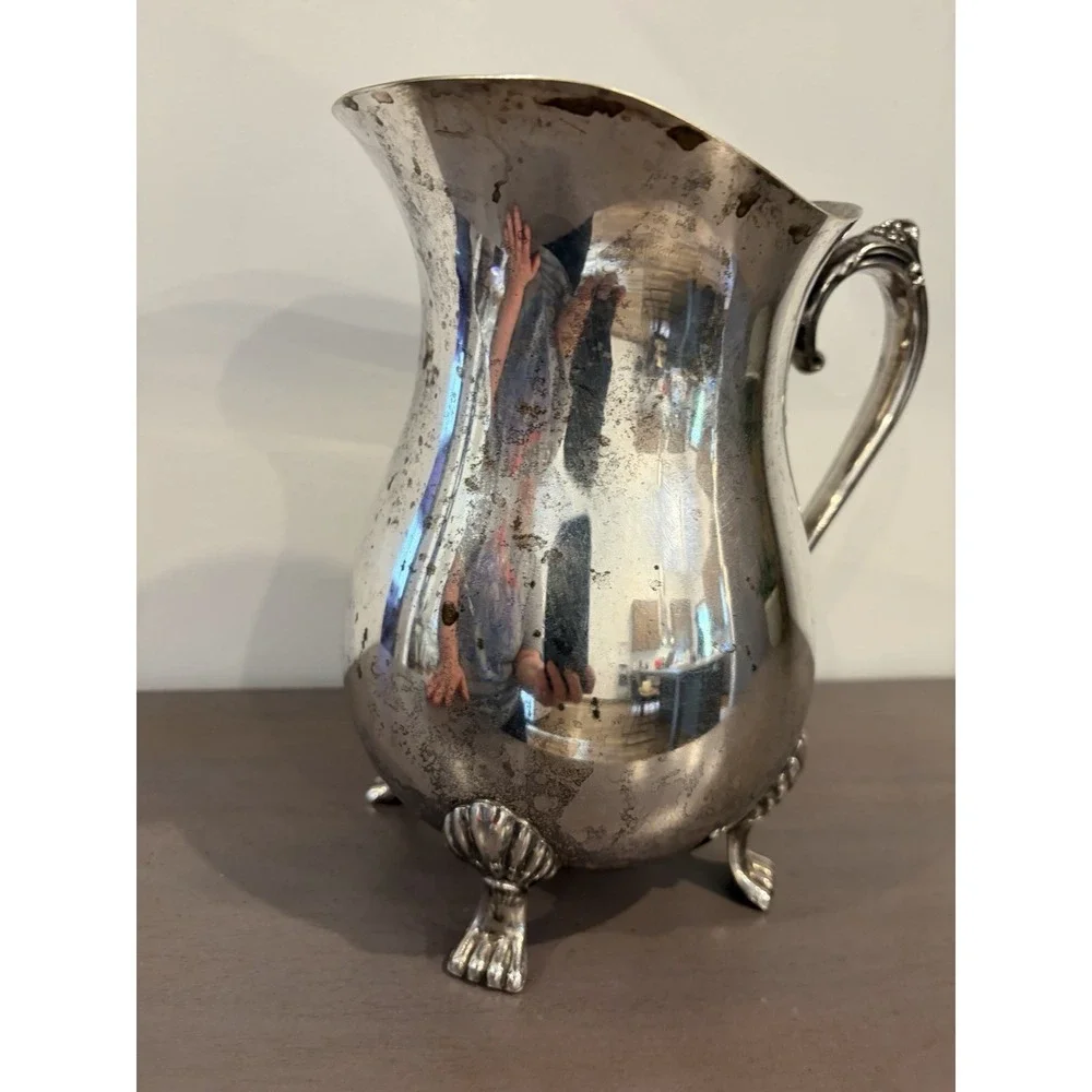Leonard Silver Plated Pitcher Coffee Tea Pot Footed Antique Ornate fancy elegent